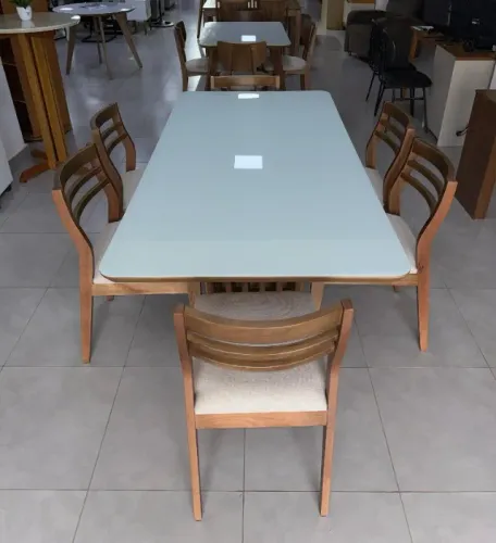 Mesa de Jantar Elena com 6 Cadeiras Fabricia 180x90 - Capital Atacadista - ENTREGA EM 24H