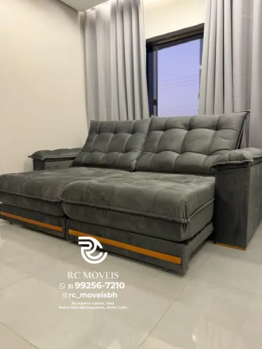 Sofá Retrátil Grande com Molas Ensacadas - Premium