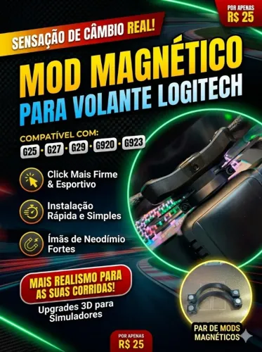 Mod Magnético Para Volante Logitech G27 G29 G920 G923 - Sensação De Câmbio Real!