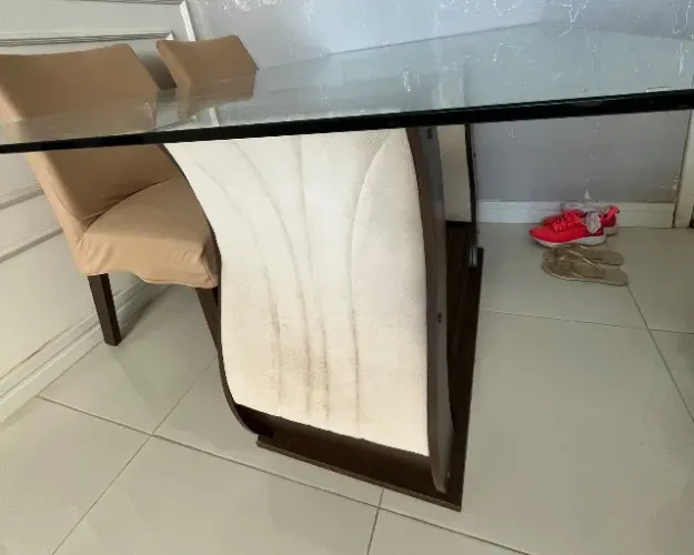 Mesa jantar retangular tampo de vidro SÓ A MESA 1,40x80