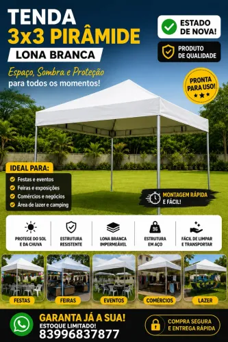 tenda piramidal 3x3 reforçada