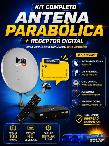 Antena digital via satélite + receptor 
