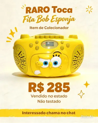 Raro toca fita Bob esponja não testado item de coleção