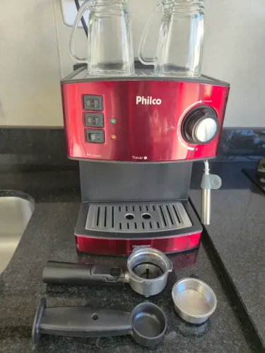 Cafeteira Elétrica Philco 127V Vermelha Para Fazer Cafe Expressso Cremoso e Outros