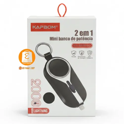 Power Bank Portátil em Chaveiro para IPhone / Lightning 2000mAh Carregador