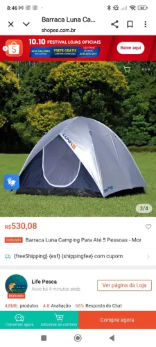 Barraca de camping 5 pessoas 