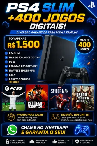? PS4 SLIM + 400+ JOGOS DIGITAIS! ?