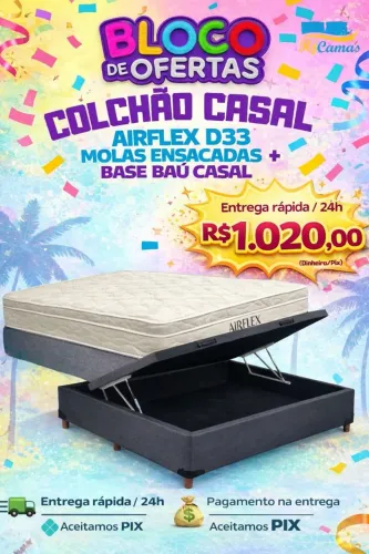 COLCHÃO CASAL + BASE BAÚ