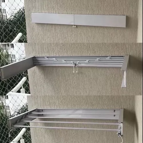 Varal Mágico Retrátil de Parede 1 Metro Branco Novo
