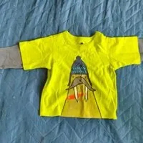 camisa manga longa, estilo sobreposição, da marca tea - 6 a 9 meses