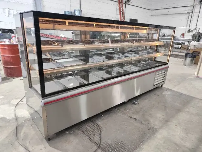Balcão bandejeiro inox 18 bandejas 1900×700×1400 vidro duplo