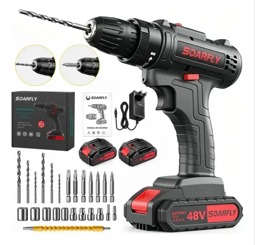 Parafusadeira E Furadeira Profissional 2 Baterias Bivolt