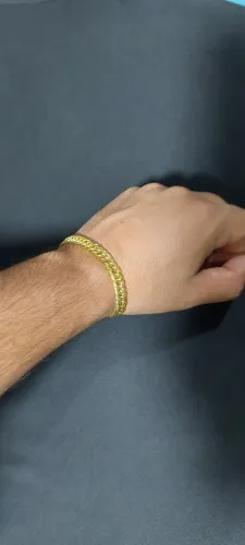 Pulseira Masculina Banhada Ouro 18k 750 - Modelo Grumet Dupla / Lacraia<br>