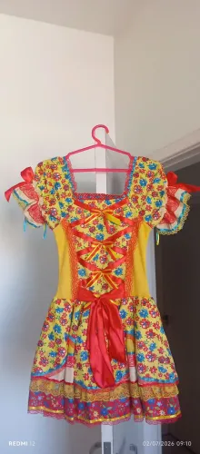 Vestido junino infantil amarelo 10 anos