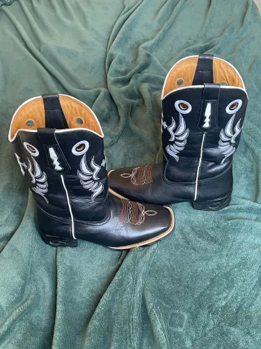 Bota Texana Masculina JM Country Couro Legítimo Preto - Tamanho 41