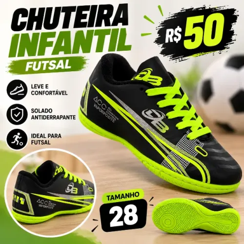 ? Chuteira Infantil Futsal Nova Tamanho 28 - R$ 50