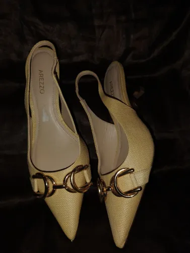 Sapato Scarpin Arezzo Tecido Bico Fino Slingback Tam 34