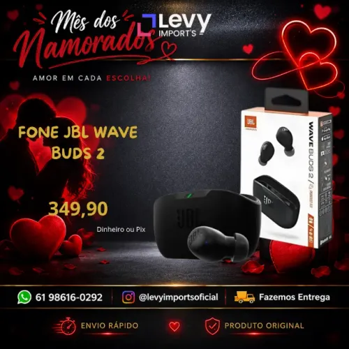Fone de Ouvido JBL TWS Wave Buds 2 Preto