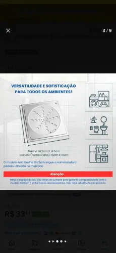 Kit 2 ralos grelha inox quadrado 15 X 15 cm.