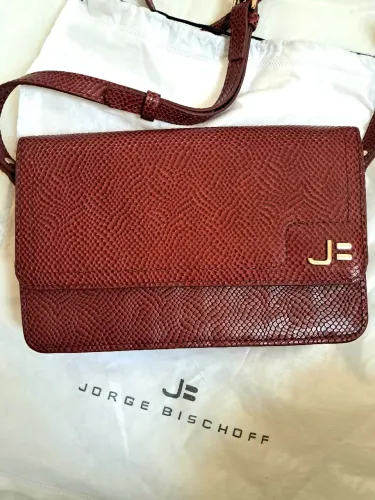 Bolsa Feminina Transversal Jorge Bischoff Vinho couro nova