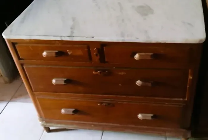 Elegante Cômoda com duas gavetas dois gavetões estilo Toalete tampo mármore branco *