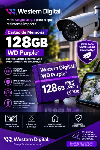 Cartão Memória Micro SD 128gb WD Purple Western Digital