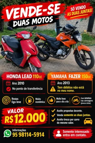 Somente as duas juntas Yamaha Fazer 150cc 2013 E Honda Lead 110cc 2010