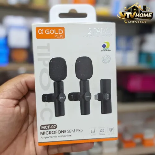Microfone Lapela 2 em 1 Tipo C A'Gold + Entrega Grátis