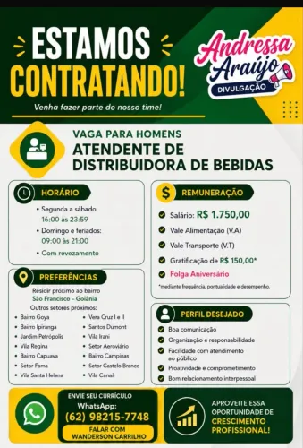 Atendente de distribuidora de bebidas