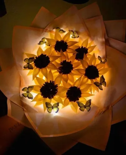 Buquê de girassol com led-Frete grátis 