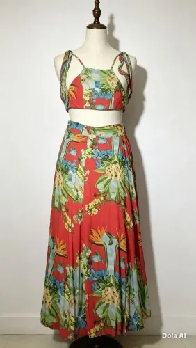 Conjunto de saia e croppet envolope