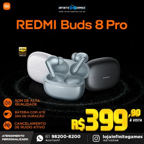 Fone Bluetooth Redmi Buds 8 PRO lançamento 2026! Parcelamos 18x! Loja física!