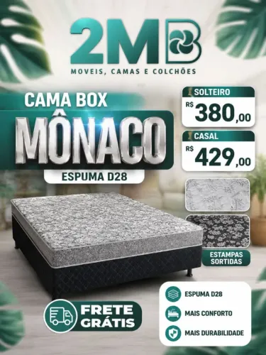 Cama Box Mônaco CASAL OU SOLTEIRO