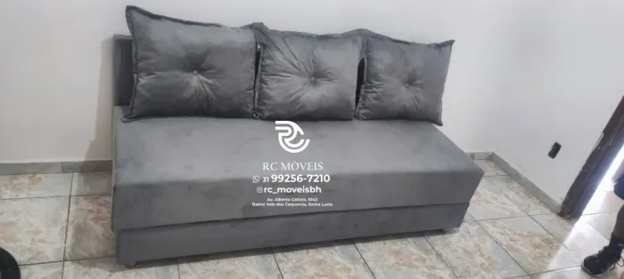 Sofá Cama estruturada Bicama 1,70m Suede de qualidade D33 Compacto e Funcional