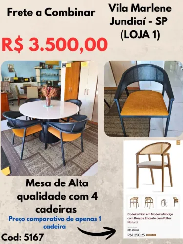Mesa de alto padrão com 4 cadeiras