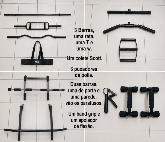 Kit Completo de Musculação / Calistenia - Barras, Puxadores e Acessórios