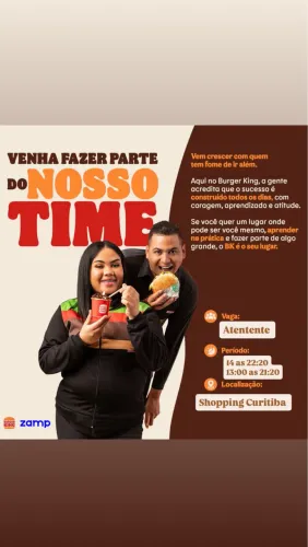 vaga atendente de lanchonete shop curitiba