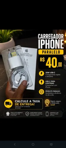 Carregador de iPhone R$40,00