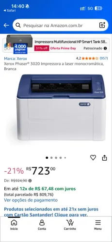 Impressora xerox toner