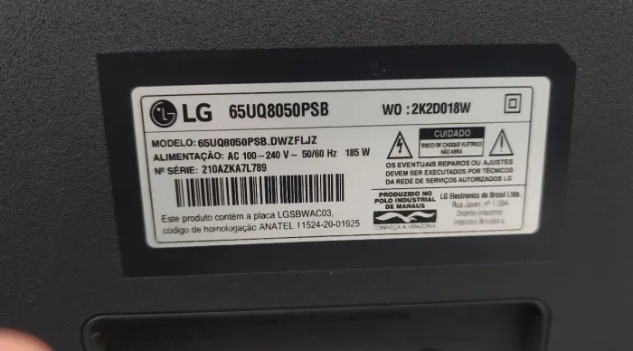 TV LG 65 polegadas (com defeito)
