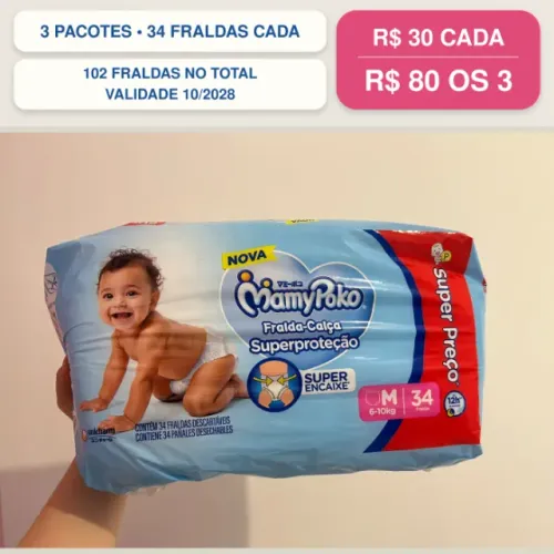 Fraldas tamanho M lacradas - a partir de R$20