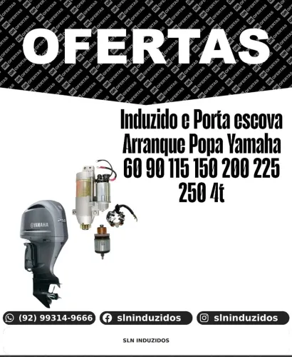 Induzido e Porta escova Aranque Popa Yamaha 60 90 115 150 200 225 250 hp 4t