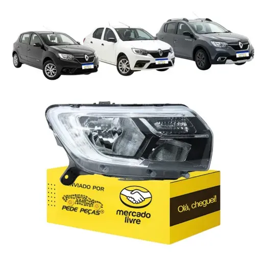 Farol Renault Sandero 2020 2021 2022 2023 Com Led L.d Direito/passageiro