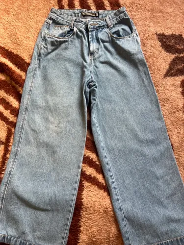 Calça Jeans Wide Leg Marmorizado