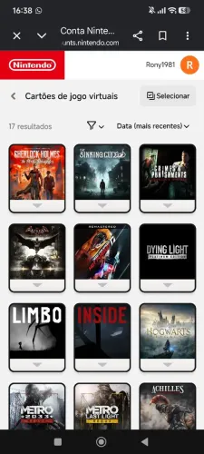Conta Nintendo switch