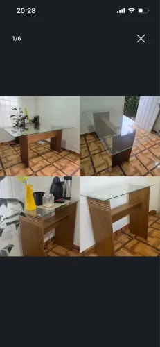 Mesa com tampo de vidro temperado