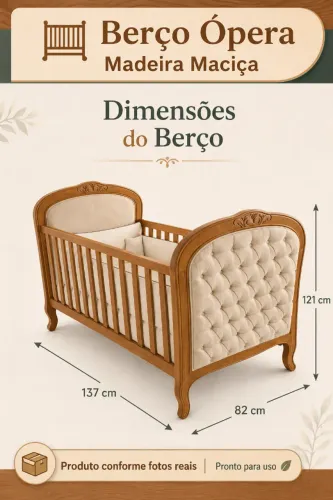 Berço Ópera Madeira Maciça, Cia Do Móvel, Excelente Estado (Usado)