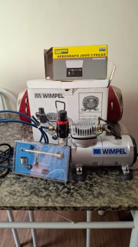 Compressor de Ar e kit de aerografo de três peças 
