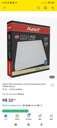 Duas luminaria led avant sobrepor