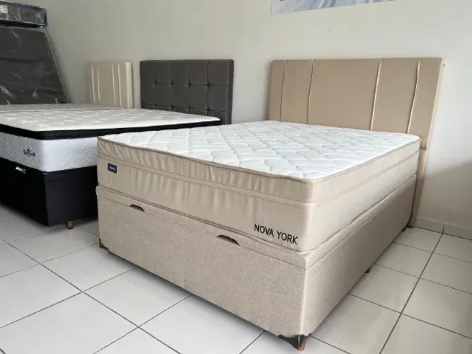 Torra Estoque! Cama Box Casal Baú Nova Colchão Molas Ensacadas Marca Mannes 